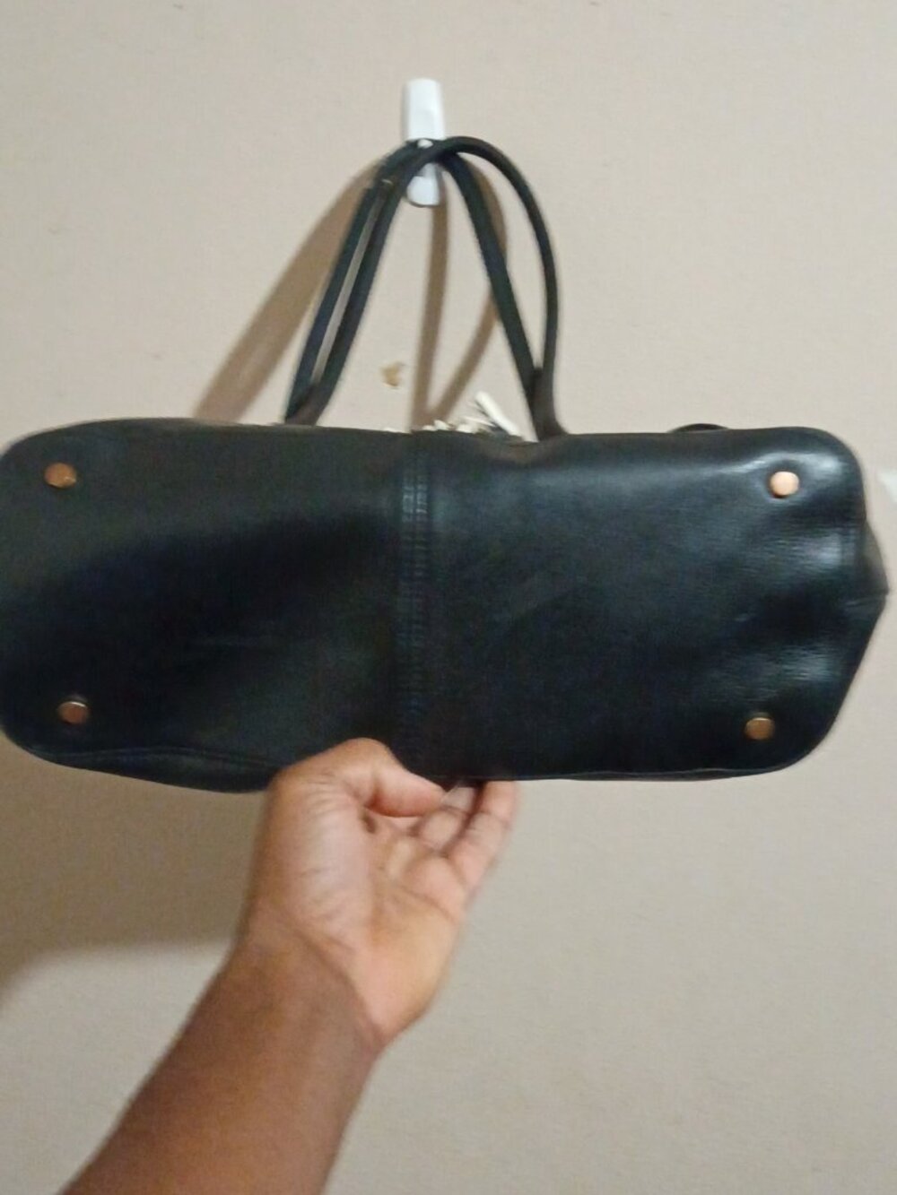 Cole Haan Large “Reilly” Summer Night Black Leather Tassel Tote Handbag Bag - Picture 5 of 16